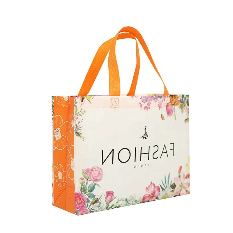 Red Ultrasonic Matte PP Non Woven Laminated Bags Floral for Gifts Packing